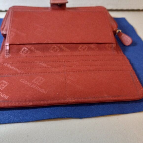 Red Leather Giani Bernini full size wallet - Picture 1 of 10